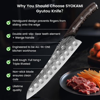 Cleaver Chef Knife with Herb Stripper, 7" Asian Kitchen Knife