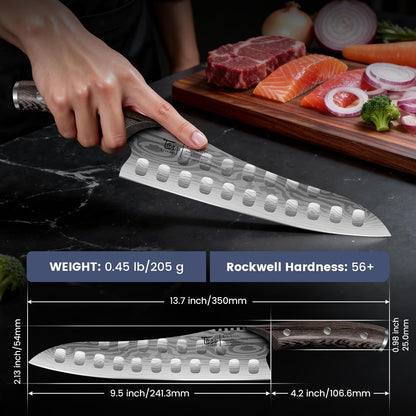 Cleaver Chef Knife with Herb Stripper, 7" Asian Kitchen Knife