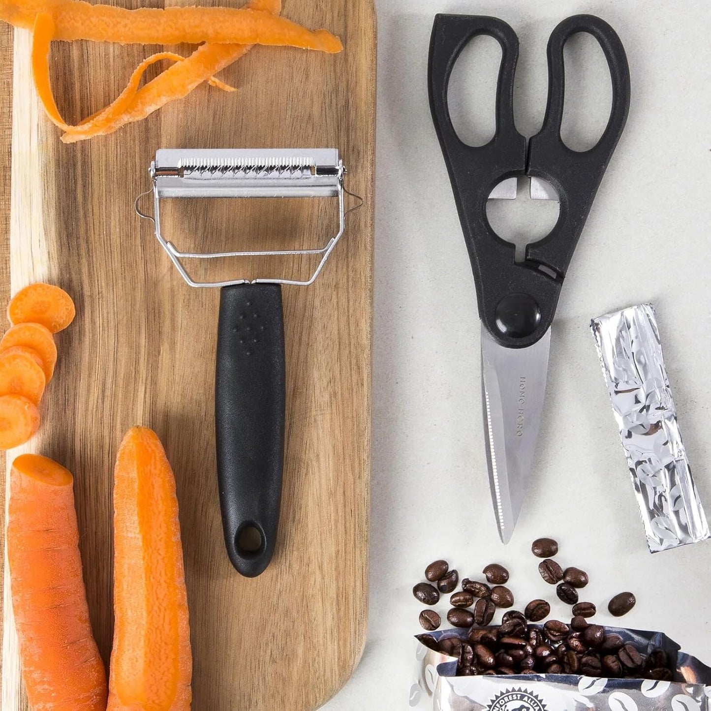 High Carbon Stainless Steel Knife Set - Chef Knife Set Precision Slicing & Versatility - Nonstick Ceramic Coated Blades & Easy Cleaning - Ergonomic Handles & Secure Grip - 12-Piece, Black