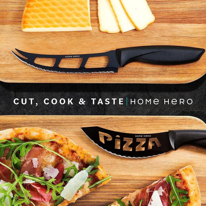 High Carbon Stainless Steel Knife Set - Chef Knife Set Precision Slicing & Versatility - Nonstick Ceramic Coated Blades & Easy Cleaning - Ergonomic Handles & Secure Grip - 12-Piece, Black