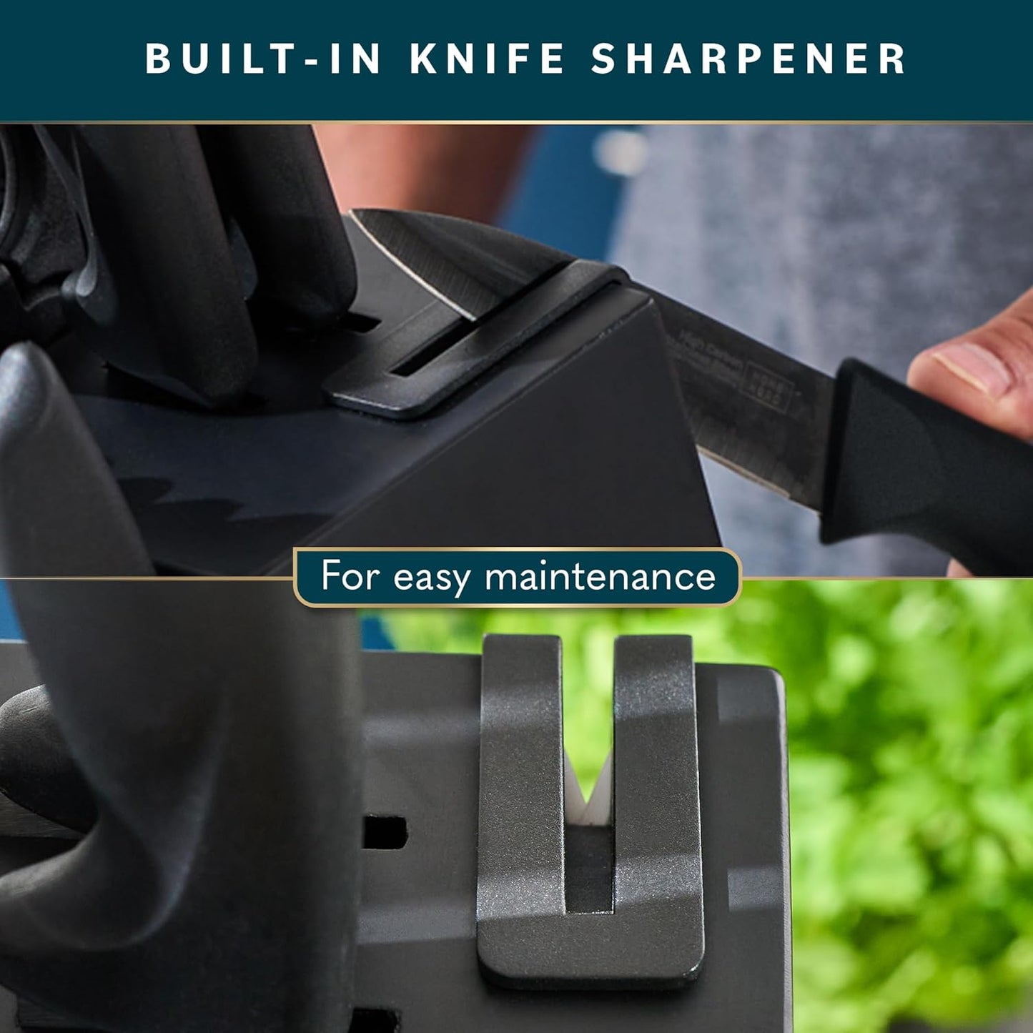 High Carbon Stainless Steel Knife Set - Chef Knife Set Precision Slicing & Versatility - Nonstick Ceramic Coated Blades & Easy Cleaning - Ergonomic Handles & Secure Grip - 12-Piece, Black