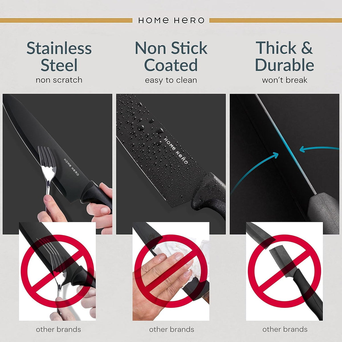 High Carbon Stainless Steel Knife Set - Chef Knife Set Precision Slicing & Versatility - Nonstick Ceramic Coated Blades & Easy Cleaning - Ergonomic Handles & Secure Grip - 12-Piece, Black