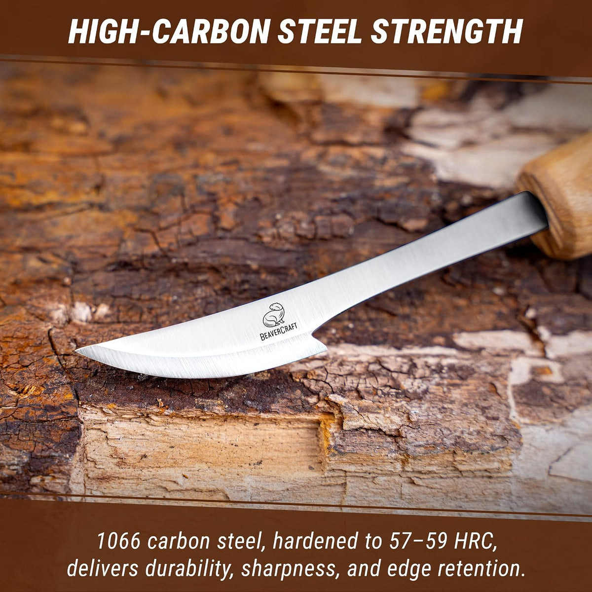 Wood Carving Knife C17P - Sloyd Chip Carving Knife Carbon Steel - Whittling Knives for Beginners and Professionals - Wood Whittling Tools Woodworking Palm Chisel