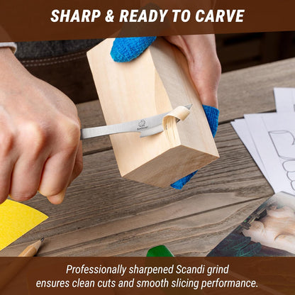 Wood Carving Knife C17P - Sloyd Chip Carving Knife Carbon Steel - Whittling Knives for Beginners and Professionals - Wood Whittling Tools Woodworking Palm Chisel