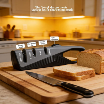 Kitchen Knife Sharpener | 5 Adjustable Sharpening Angles, Coarse & Fine, Manual, For Pocket Knives