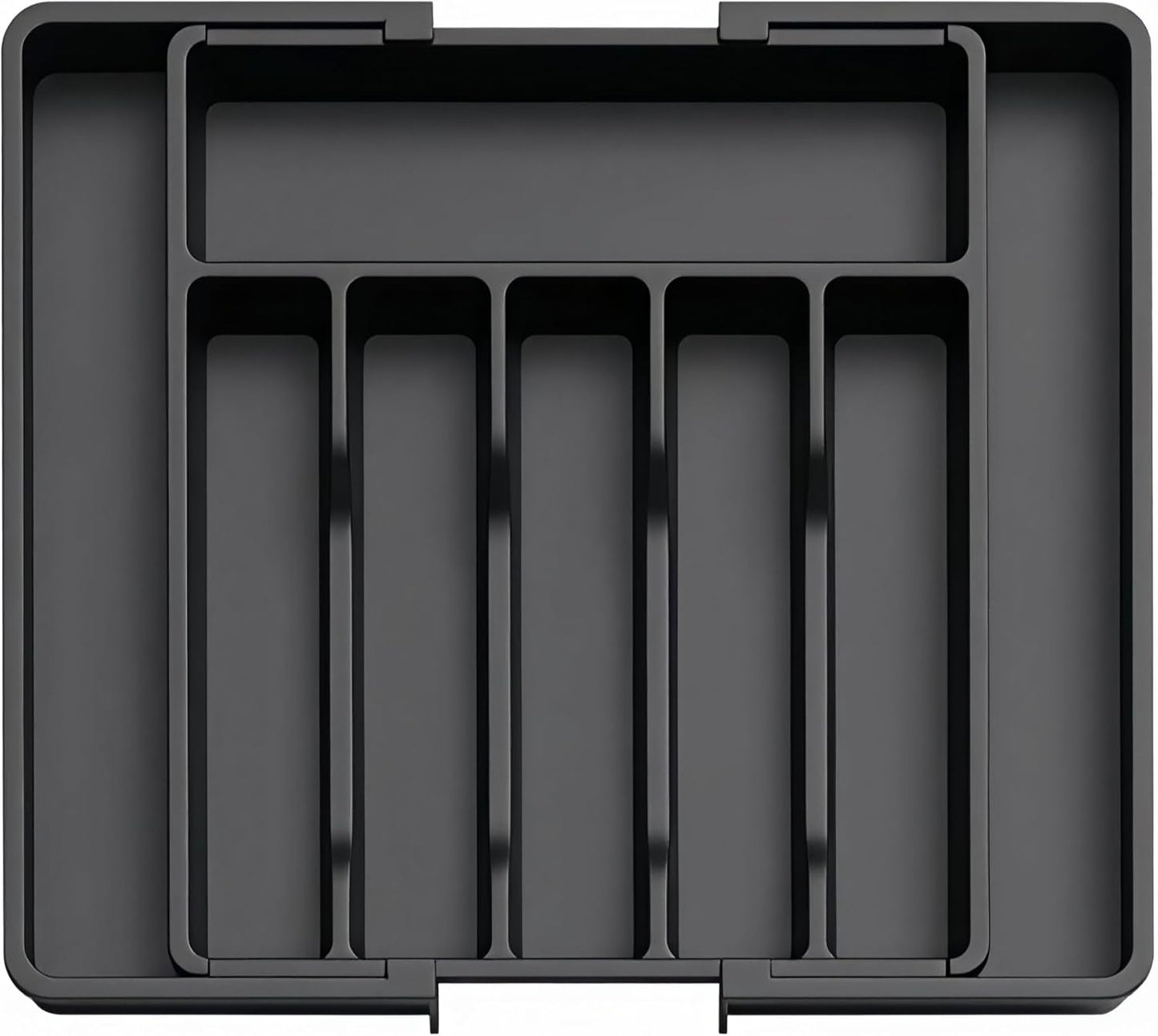 Expandable Large Silverware Tray For Drawer Organizer, Kitchen Cooking Utensil Drawer Organizer For Spoons Forks Knives, Adjustable Cutlery Flatware Holder 13"-22.4" X 14.7" X 2" (Black)