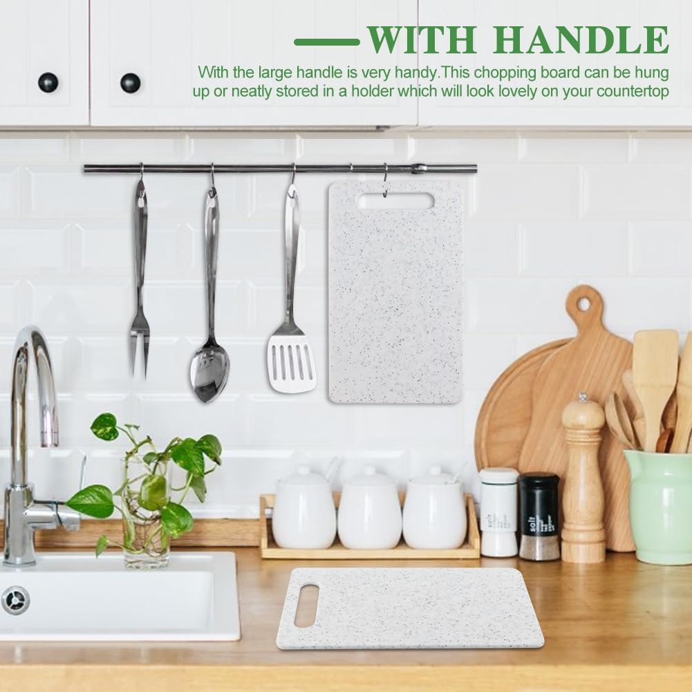 2Pcs Small Kitchen Cutting Board with Finger Guards Set Mini Plastic Cutting Board Set Dishwasher Safe for Camping Food Fruits Prep Vegetables Easy Grip (White, 6" x 10")