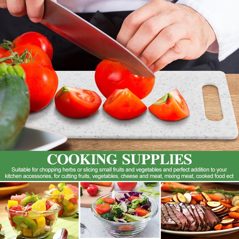 2Pcs Small Kitchen Cutting Board with Finger Guards Set Mini Plastic Cutting Board Set Dishwasher Safe for Camping Food Fruits Prep Vegetables Easy Grip (White, 6" x 10")