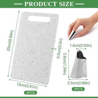 2Pcs Small Kitchen Cutting Board with Finger Guards Set Mini Plastic Cutting Board Set Dishwasher Safe for Camping Food Fruits Prep Vegetables Easy Grip (White, 6" x 10")