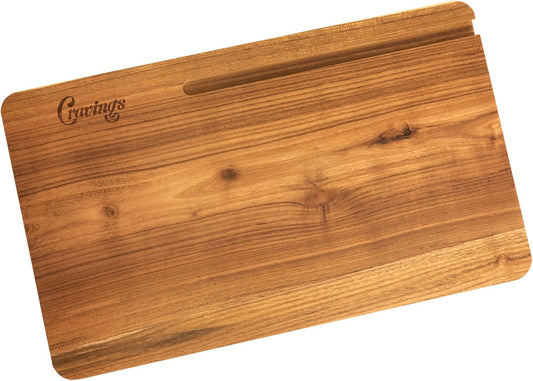 Teak Cutting Board for Kitchen, 20 x 12 inches | Large Wooden Cutting Board for Meal Prep & Chopping Foods, Durable Natural Teak Wood with Groove for Tablet & Phone Holder
