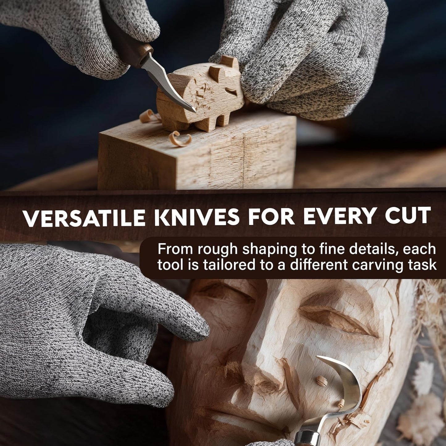 Wood Carving Kit for Beginners - Gift Ready Whittling Kit Set 32pcs | 8 Wood Carving Knives, Spoon Carving Tools, Wood Blocks, Gloves, Roll Bag and Sharpening Strop - For Men
