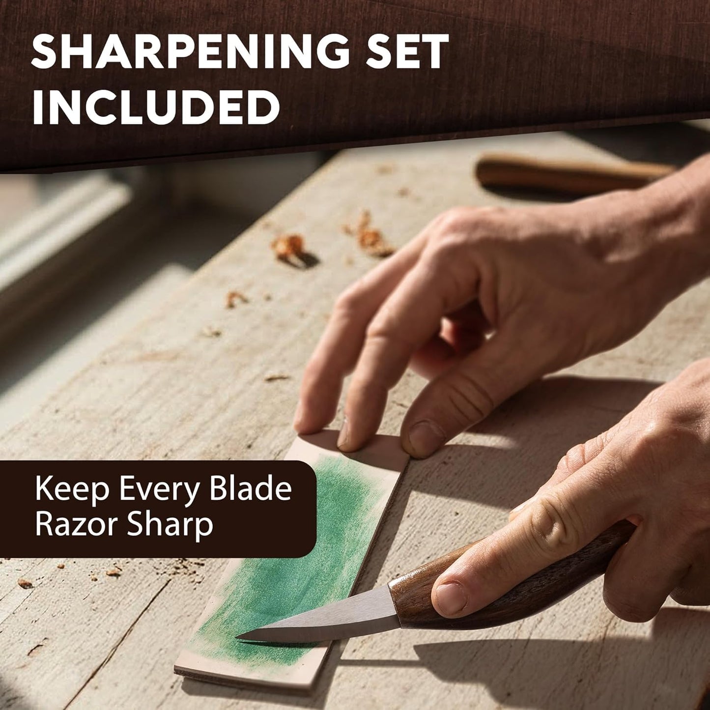 Wood Carving Kit for Beginners - Gift Ready Whittling Kit Set 32pcs | 8 Wood Carving Knives, Spoon Carving Tools, Wood Blocks, Gloves, Roll Bag and Sharpening Strop - For Men