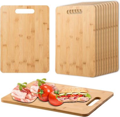 12 Pack Bamboo Cutting Boards Wood Chopping Boards Bulk Bamboo Serving Boards with Handle Wooden Charcuterie Boards Laser Engraving Board for Customized Mother's Day Housewarming Pesent,11x15"