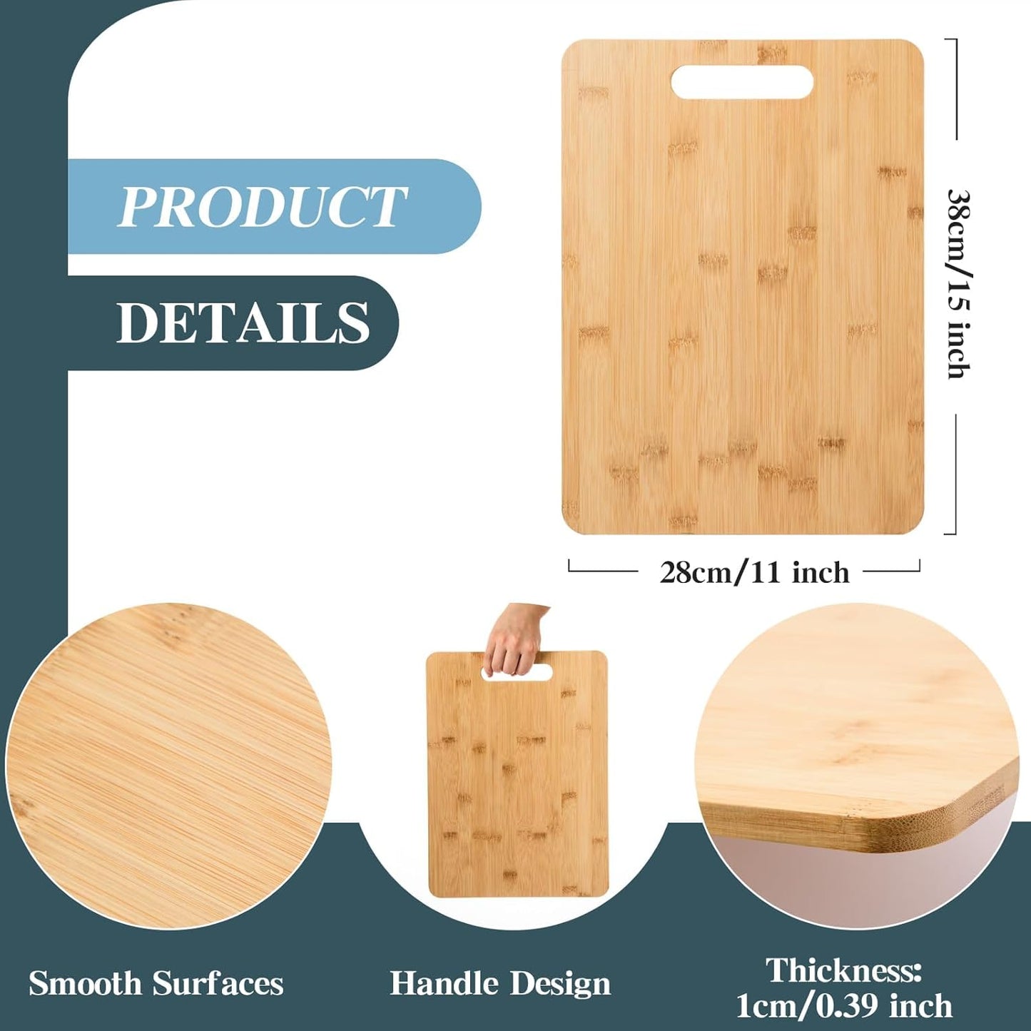 12 Pack Bamboo Cutting Boards Wood Chopping Boards Bulk Bamboo Serving Boards with Handle Wooden Charcuterie Boards Laser Engraving Board for Customized Mother's Day Housewarming Pesent,11x15"