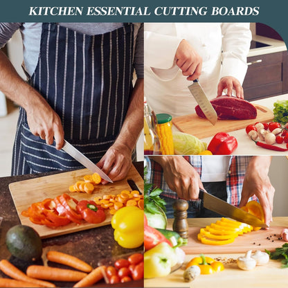 12 Pack Bamboo Cutting Boards Wood Chopping Boards Bulk Bamboo Serving Boards with Handle Wooden Charcuterie Boards Laser Engraving Board for Customized Mother's Day Housewarming Pesent,11x15"