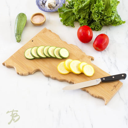 Destination Vermont State Shaped Serving and Cutting Board, Includes Hang Tie for Wall Display