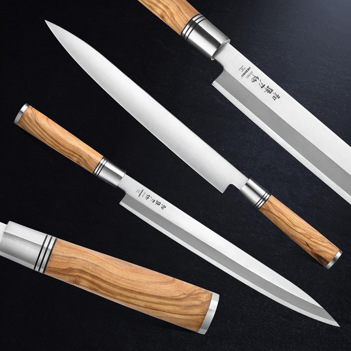 300mm Sashimi Knife,Forged Steel Sushi Yanagiba Knife, Sushi Slicing, Wooden Handle Knife Case