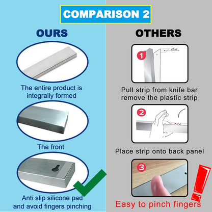 12 Inch Magnetic Knife Holder for Fridge with Magnetic Hooks -Double Sided Refrigerator Magnetic Knife Strip - 304 Stainless Steel Kitchen Utensil Holder/Hanger/Rack/Bar
