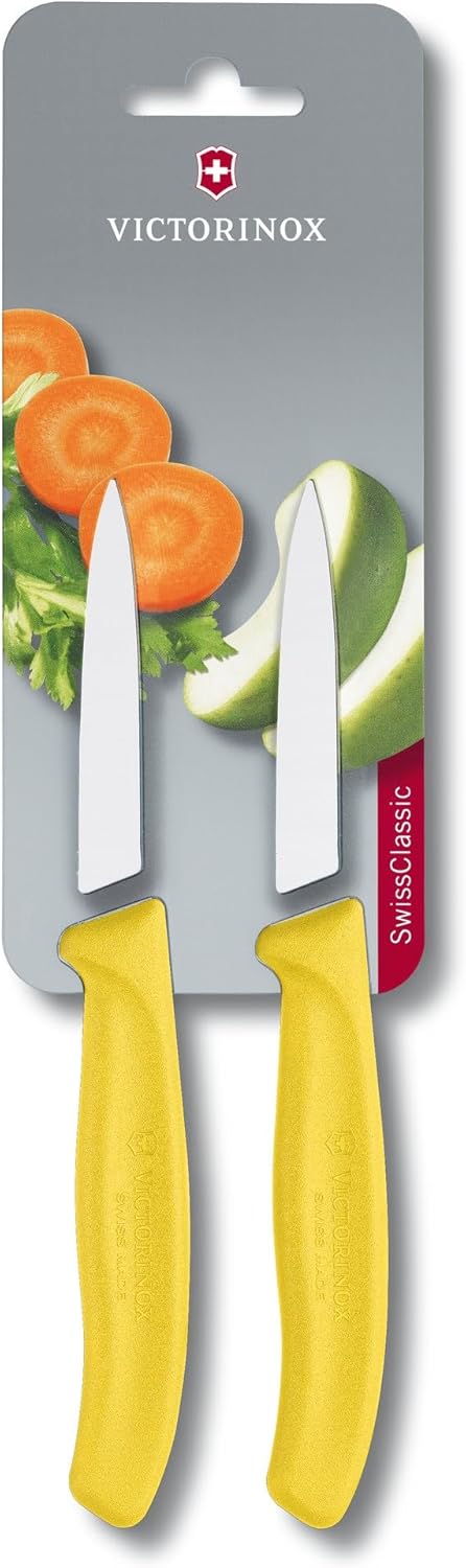 Swiss Classic 2 Piece Paring Knife Set Straight Edge Pointed Tip - Yellow