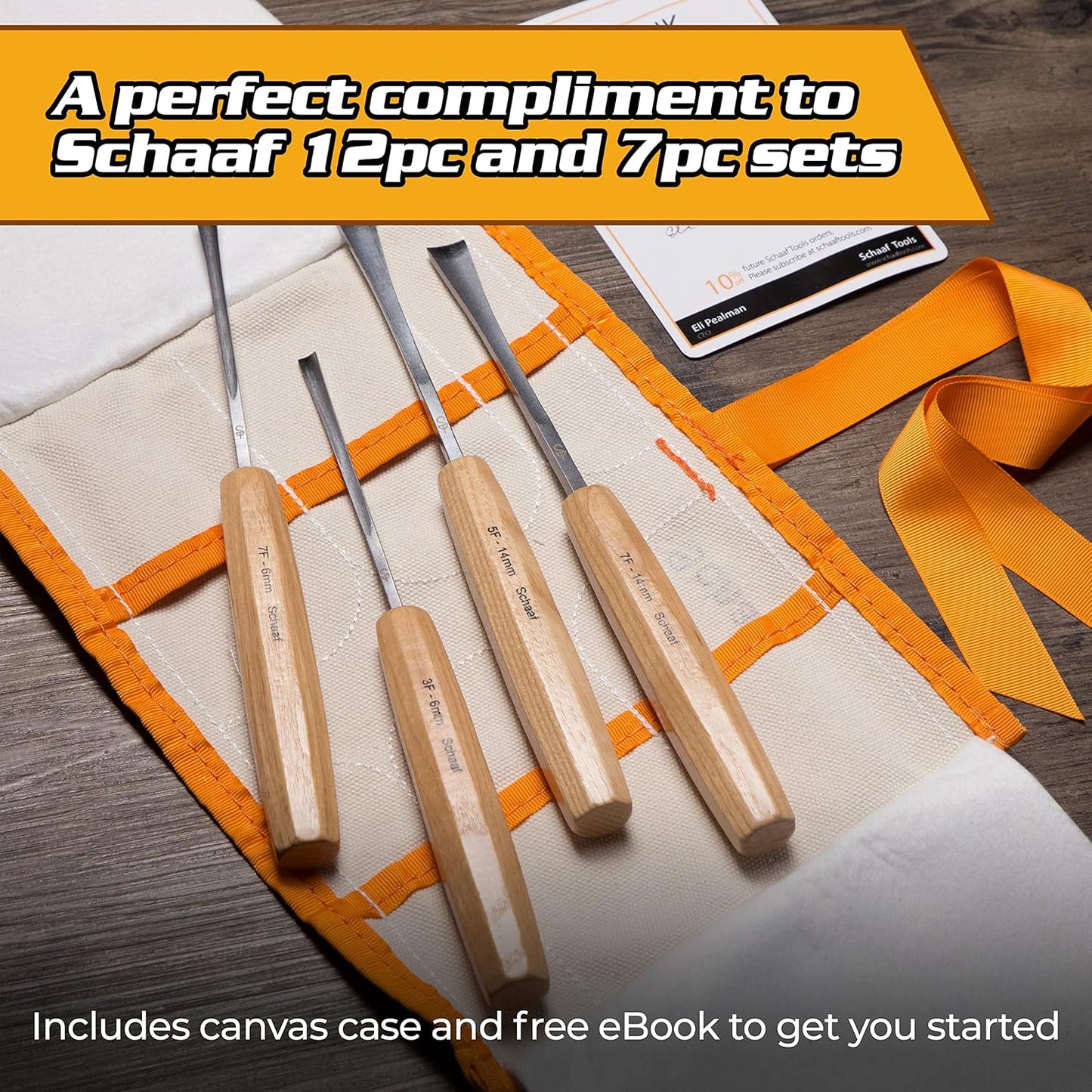 Schaaf Wood Carving Tools 4-pc Wood Chisel Set, Fishtail Gouges, Sharpened | Professionally hand sharpened, detail carving chisels for beginners, sculpture and relief carving, tutorials included