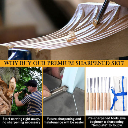 Schaaf Wood Carving Tools 4-pc Wood Chisel Set, Fishtail Gouges, Sharpened | Professionally hand sharpened, detail carving chisels for beginners, sculpture and relief carving, tutorials included