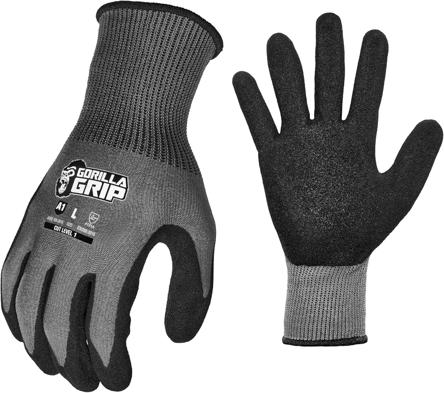 A1 Precision Grip, Cut Resistant Work Gloves, Nitrile Coated, Grey - X-Large (27223-212B)