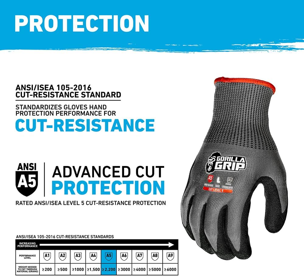 A1 Precision Grip, Cut Resistant Work Gloves, Nitrile Coated, Grey - X-Large (27223-212B)