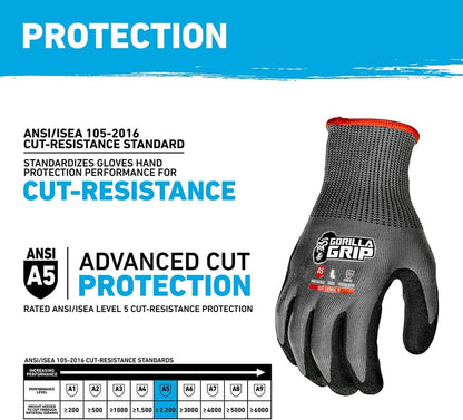 A1 Precision Grip, Cut Resistant Work Gloves, Nitrile Coated, Grey - X-Large (27223-212B)