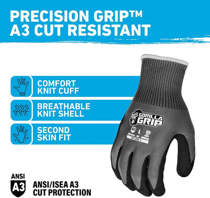 A1 Precision Grip, Cut Resistant Work Gloves, Nitrile Coated, Grey - X-Large (27223-212B)