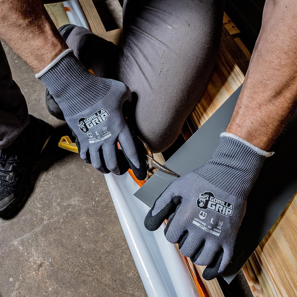 A1 Precision Grip, Cut Resistant Work Gloves, Nitrile Coated, Grey - X-Large (27223-212B)