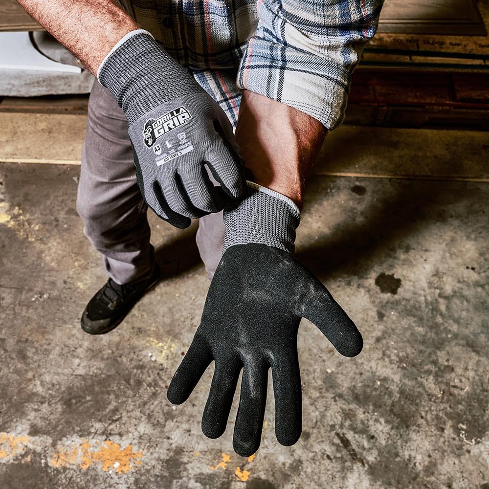 A1 Precision Grip, Cut Resistant Work Gloves, Nitrile Coated, Grey - X-Large (27223-212B)