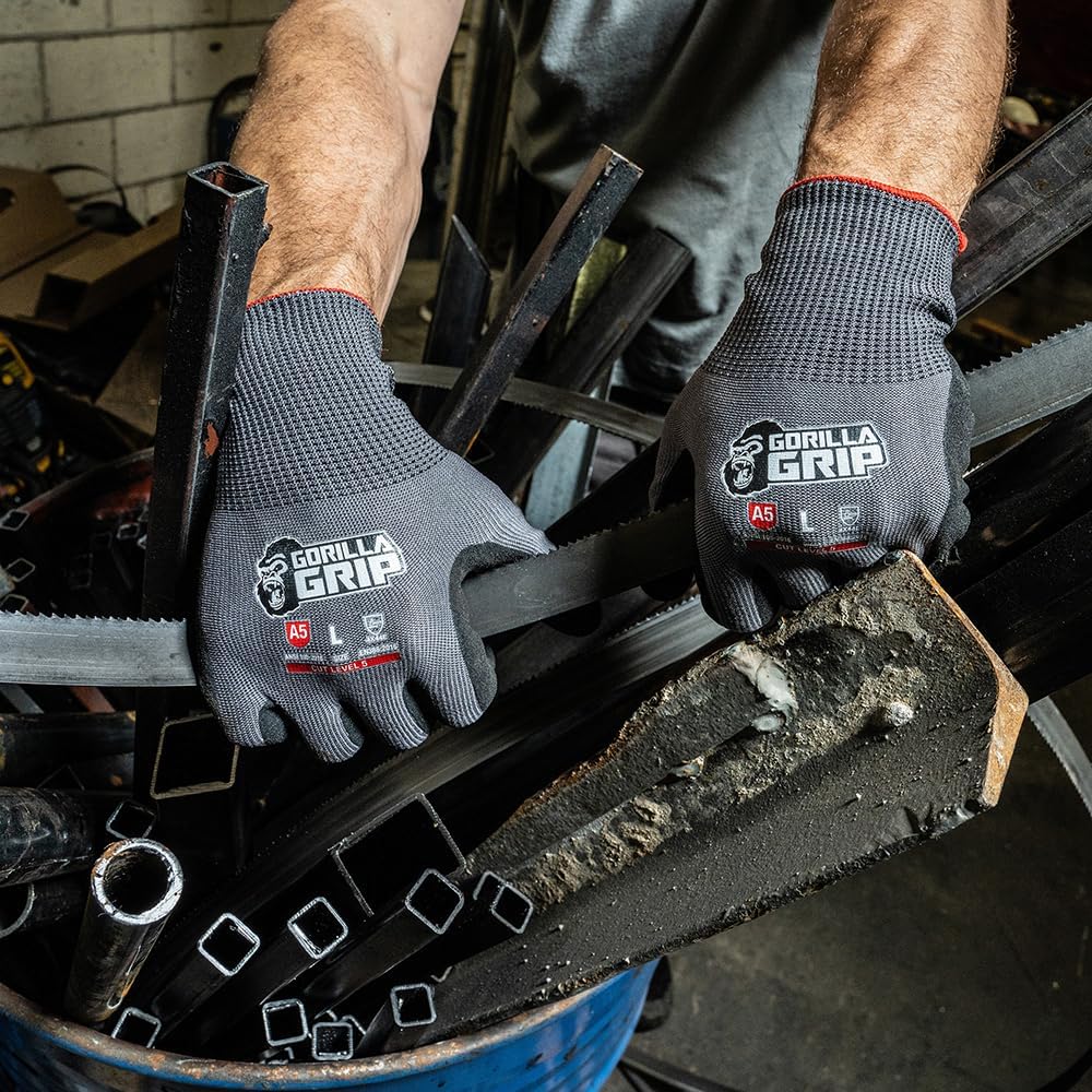 A1 Precision Grip, Cut Resistant Work Gloves, Nitrile Coated, Grey - X-Large (27223-212B)