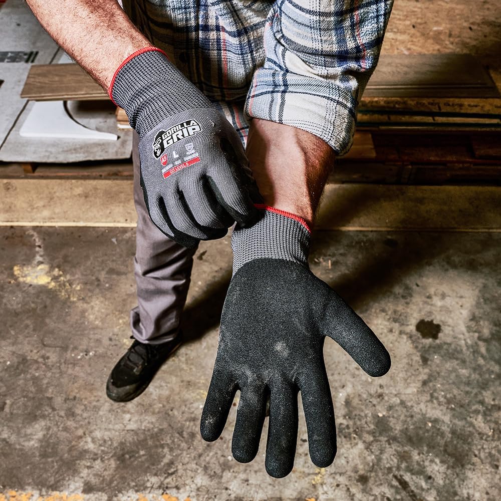 A1 Precision Grip, Cut Resistant Work Gloves, Nitrile Coated, Grey - X-Large (27223-212B)