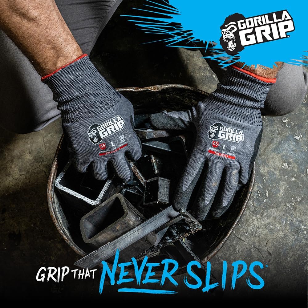 A1 Precision Grip, Cut Resistant Work Gloves, Nitrile Coated, Grey - X-Large (27223-212B)