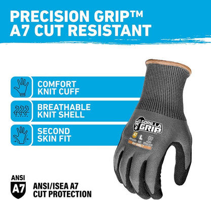 A1 Precision Grip, Cut Resistant Work Gloves, Nitrile Coated, Grey - X-Large (27223-212B)