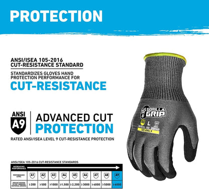 A1 Precision Grip, Cut Resistant Work Gloves, Nitrile Coated, Grey - X-Large (27223-212B)