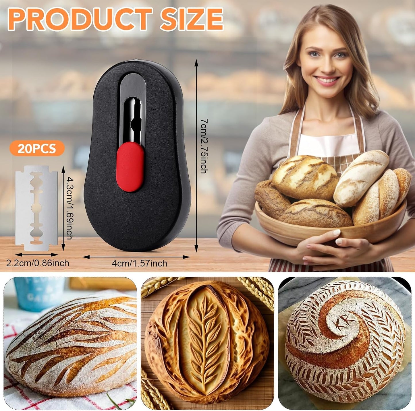 Magnetic Bread Lame with Extractable Blade - 20 Razor Blades,Dough Scoring Tool for Sourdough Breads baking & Bread Making Tools