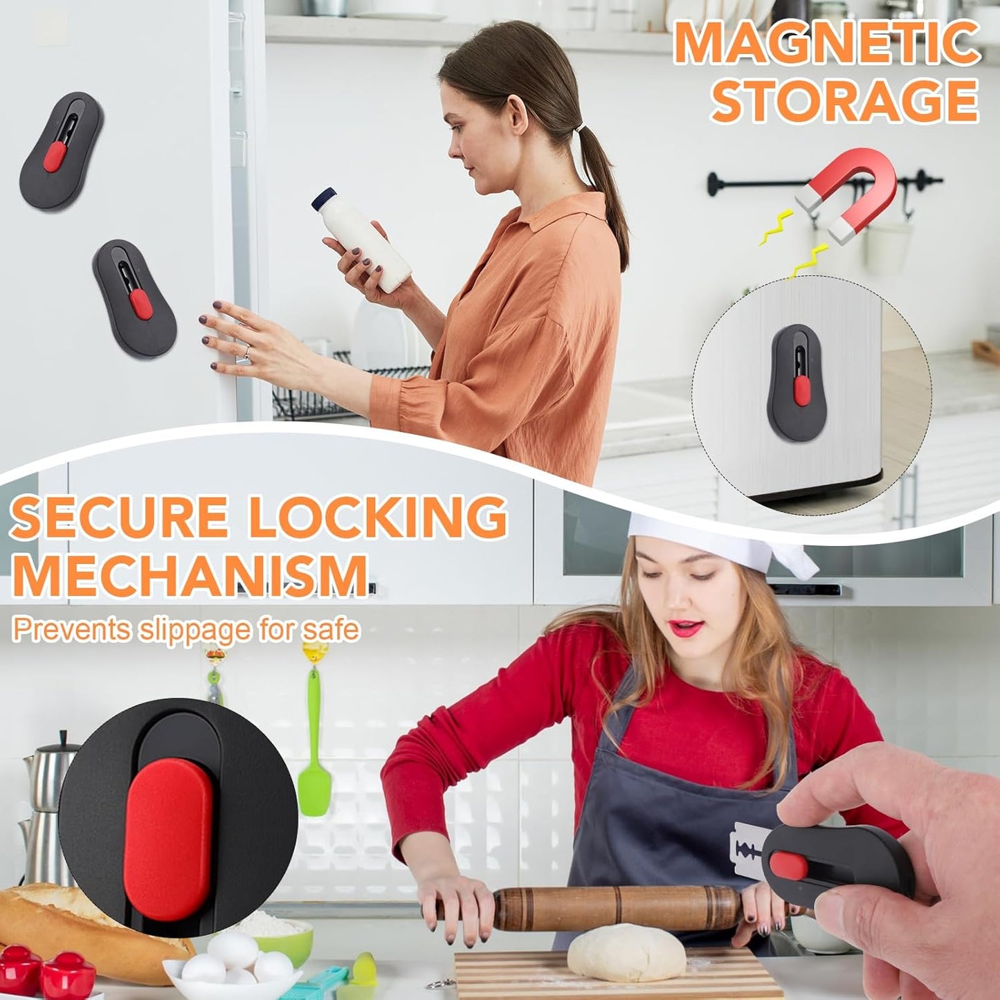 Magnetic Bread Lame with Extractable Blade - 20 Razor Blades,Dough Scoring Tool for Sourdough Breads baking & Bread Making Tools