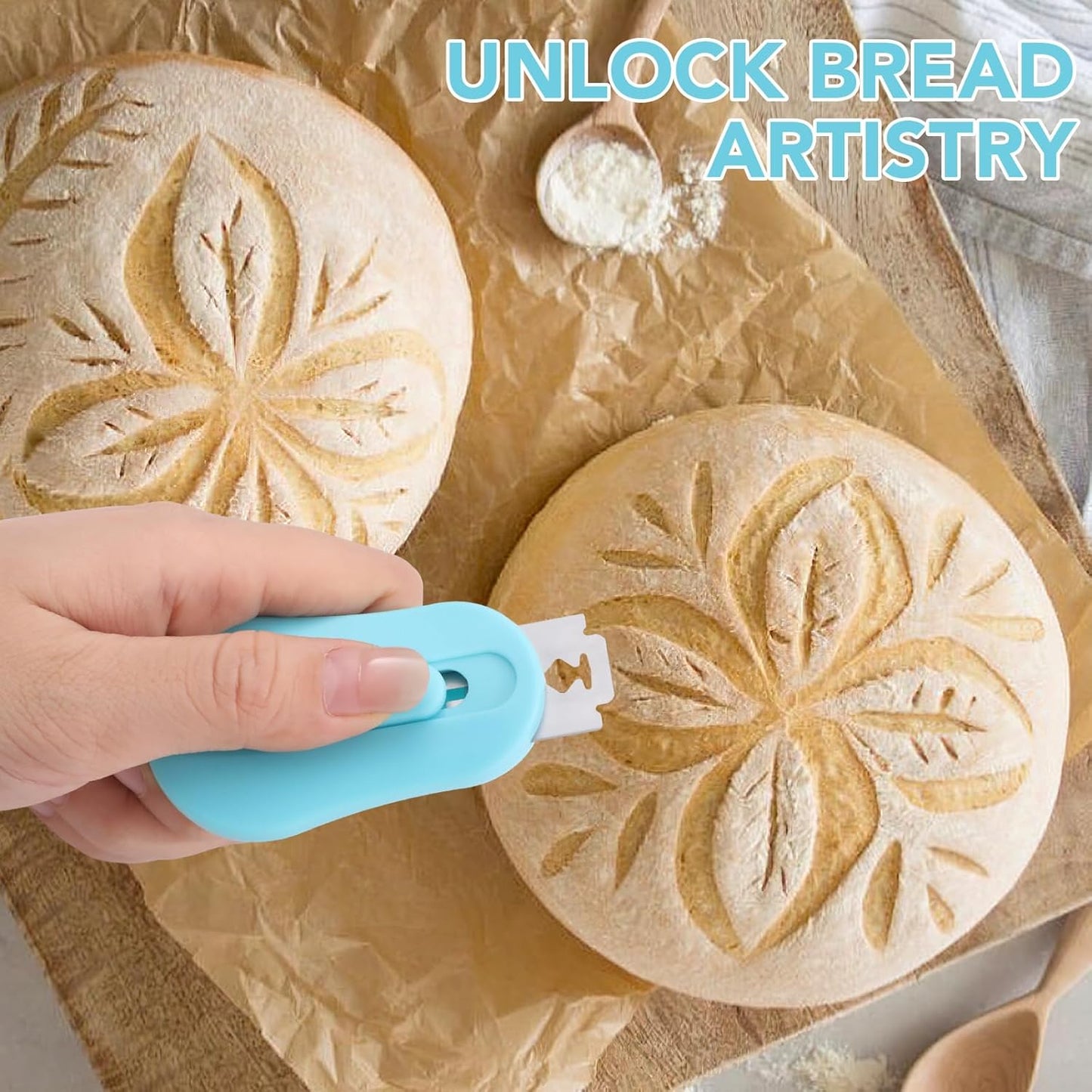 Magnetic Bread Lame with Extractable Blade - 20 Razor Blades,Dough Scoring Tool for Sourdough Breads baking & Bread Making Tools