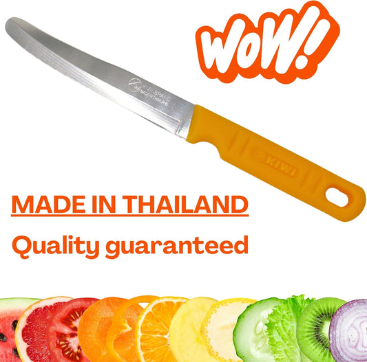Round Tip Knife, Blunt Knife, Rounded Tip Knives for Cutting Fruit and Vegetable, Smooth Sharp Blade, Safety Knifes (Yellow)