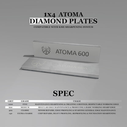 1x4 Atoma Diamond Plates 5mm thick aluminum blank - Compatible with KME Sharpener (400 Grit)