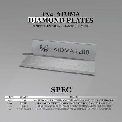 1x4 Atoma Diamond Plates 5mm thick aluminum blank - Compatible with KME Sharpener (400 Grit)