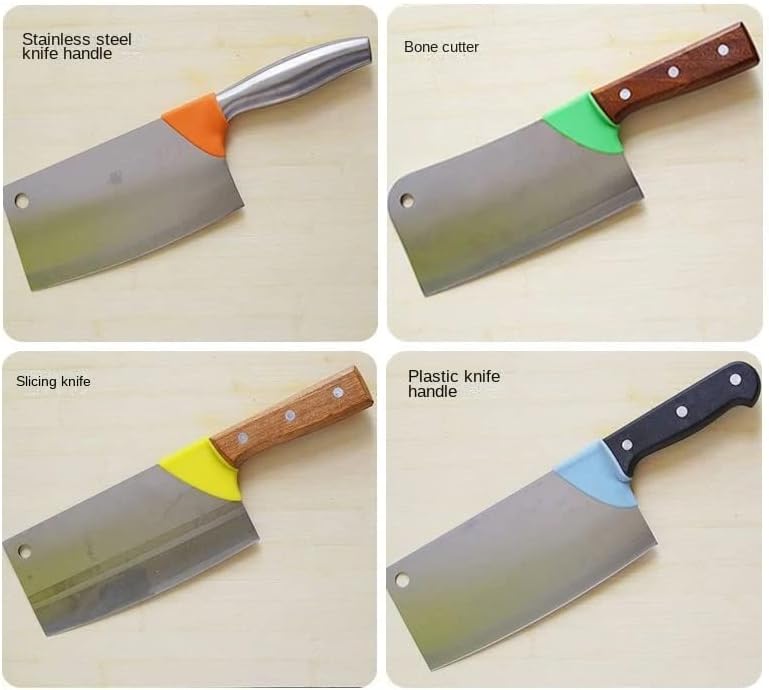 4 Pack Meat Cleaver Finger Grips Non Slip Silicone Sleeve Elastic Protective Cover Kitchen Knives Back Protector for Nakiri Knife Meat Cleaver Knife Butcher Knife Japan Knives