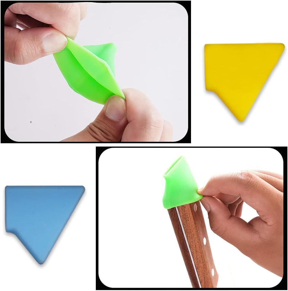 4 Pack Meat Cleaver Finger Grips Non Slip Silicone Sleeve Elastic Protective Cover Kitchen Knives Back Protector for Nakiri Knife Meat Cleaver Knife Butcher Knife Japan Knives