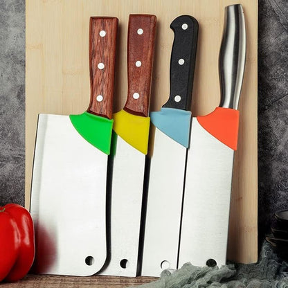 4 Pack Meat Cleaver Finger Grips Non Slip Silicone Sleeve Elastic Protective Cover Kitchen Knives Back Protector for Nakiri Knife Meat Cleaver Knife Butcher Knife Japan Knives