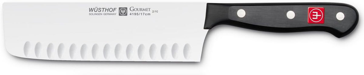 WÜSTHOF Model 4195-7, Gourmet 7 Inch Hallow Edge Nakiri, Full-Tang 7" | Precise Laser Cut High-Carbon Stainless Steel German Made