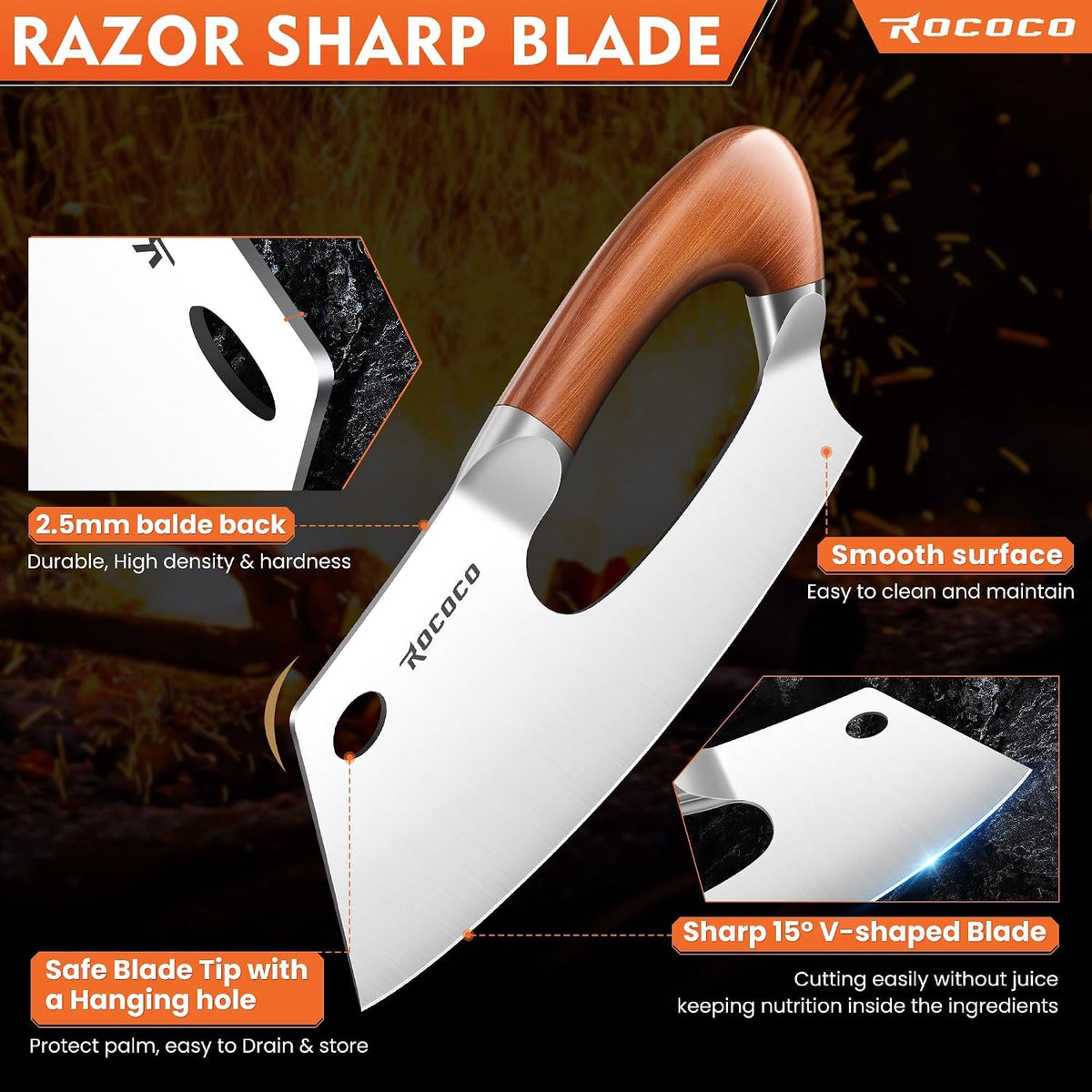 Effort Saving Meat Cleaver - Bronze Easy Handle Chef Knife