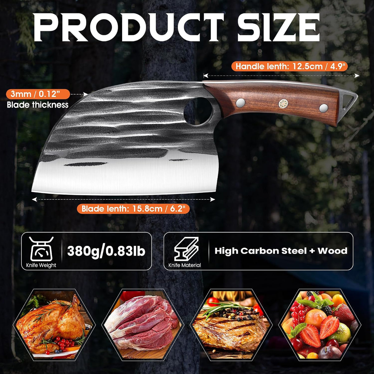 Effort Saving Meat Cleaver - Bronze Easy Handle Chef Knife