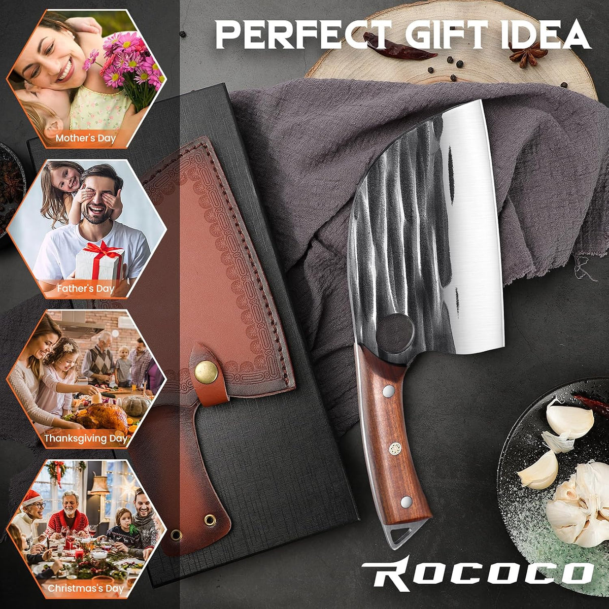 Effort Saving Meat Cleaver - Bronze Easy Handle Chef Knife