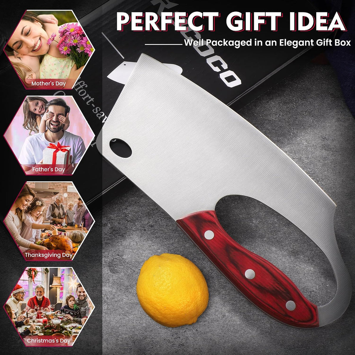 Effort Saving Meat Cleaver - Bronze Easy Handle Chef Knife